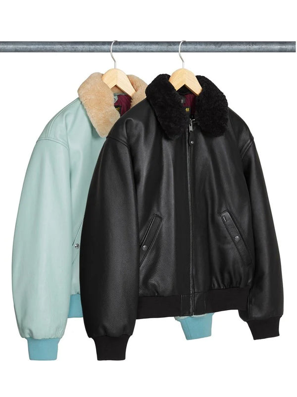 Supreme Schott Shearling Collar Bomber Jacket - 2026 – The Prime Supreme Schott Shearling Collar Bomber Jacket - 2026 – The Prime