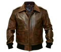 G-1 Brown Bomber Distressed Leather Jacket Zing Apparel