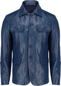Leather Blazer Men with 5 Buttons, Blue Zing Apparel