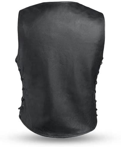 Leather Vest For Women with Side Laces, Black Zing Apparel