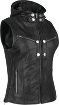 Hells Belles Womens Leather Vest, Black Zing Apparel