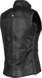 Hells Belles Womens Leather Vest, Black Zing Apparel