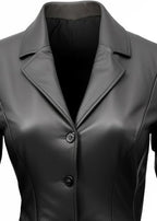 Fitted Black Leather Women Coat Blazer Zing Apparel