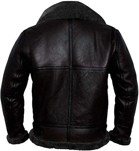 Flight Pilot Shearling Leather Jacket, Black Zing Apparel