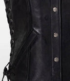 Leather Vest For Women with Side Laces, Black Zing Apparel