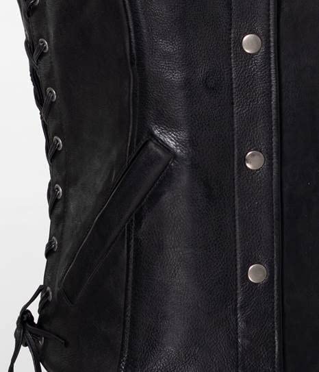 Leather Vest For Women with Side Laces, Black Zing Apparel