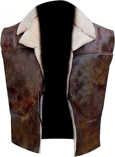 Vintage Biker Leather Vest Men Brown Zing Apparel