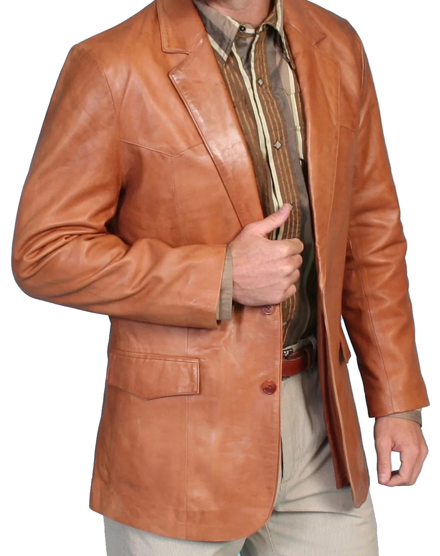 Scully Tan Lambskin Leather Blazer Men, Brown Zing Apparel