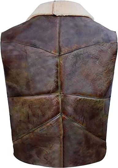 Vintage Biker Leather Vest Men Brown Zing Apparel