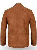Soft Caramel Suede Leather Blazer, Brown Zing Apparel