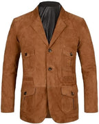 Soft Caramel Suede Leather Blazer, Brown Zing Apparel