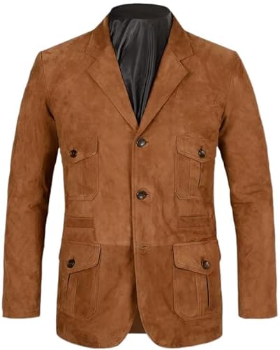 Soft Caramel Suede Leather Blazer, Brown Zing Apparel