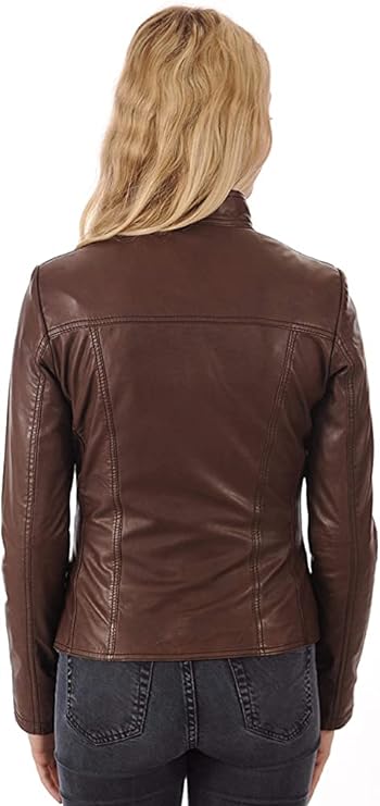 ROXA Trendy Women's Zip Up Genuine Biker Jacket Zing Apparel