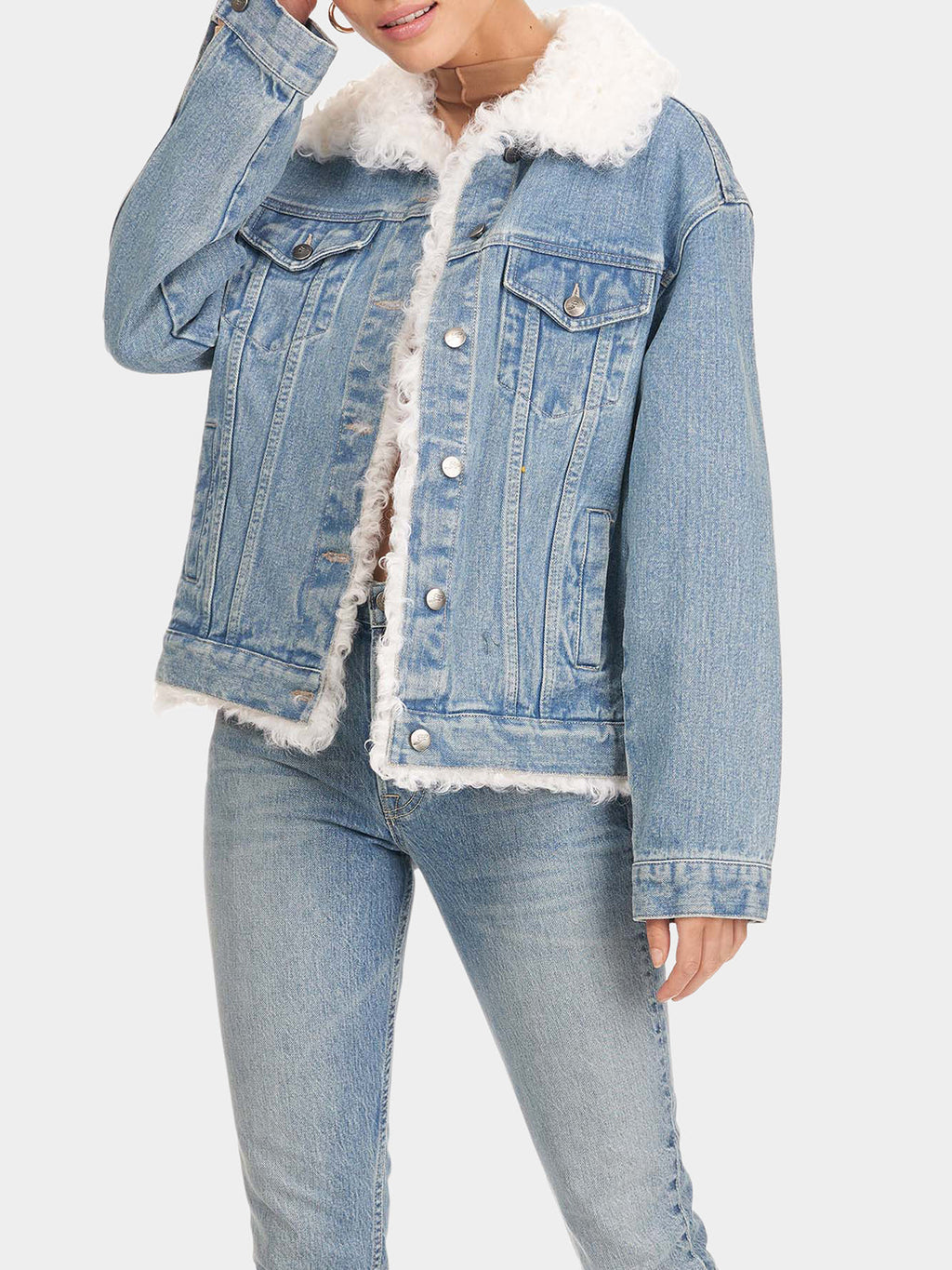 Sherpa Trucker Jacket Women, Blue Zing Apparel