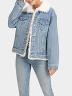 Sherpa Trucker Jacket Women, Blue Zing Apparel