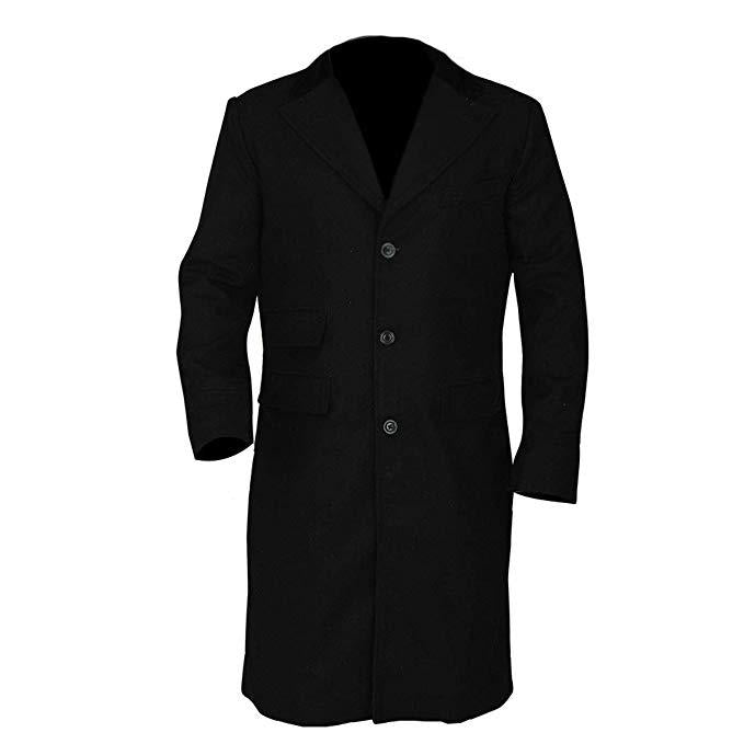 Men's Long Black Wool Straight Coat Zing Apparel