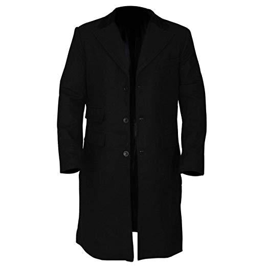Men's Long Black Wool Straight Coat Zing Apparel