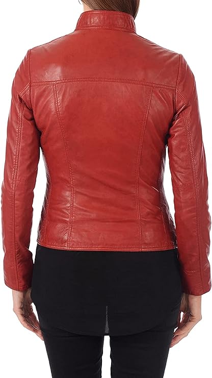 ROXA Trendy Women's Zip Up Genuine Biker Jacket Zing Apparel