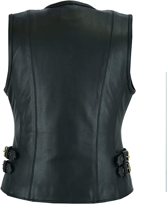 Sheep Skin Leather Vest For Women, Black Zing Apparel