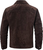 Trucker Suede Leather Jacket Men, Black Zing Apparel