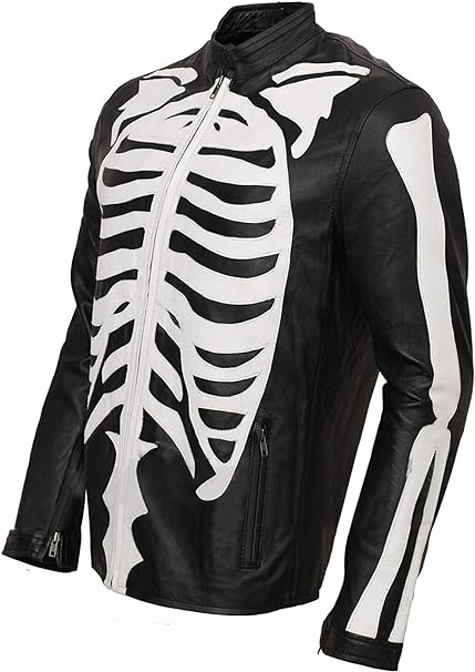 Skeleton Print Cafe Racer Jacket Best For Events Zing Apparel