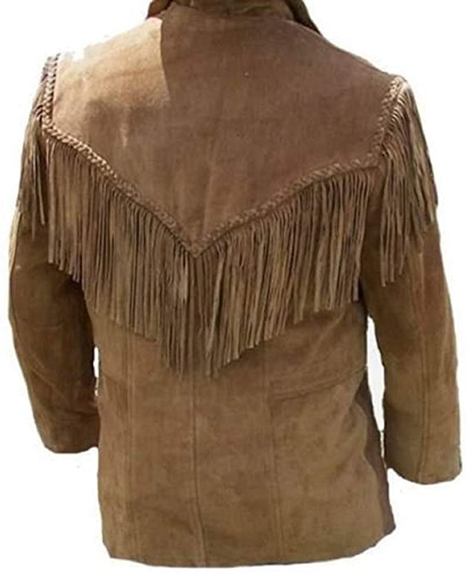 Men Brown Suede Western Leather Jacket Zing Apparel