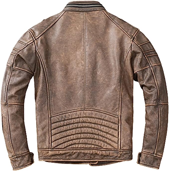 Mens Elite Vintage Brown Biker Jacket Zing Apparel
