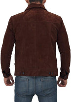 Brown Trucker Suede Leather Jacket Men Zing Apparel