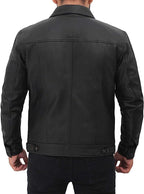 Fernando Black Leather Trucker Jacket Zing Apparel
