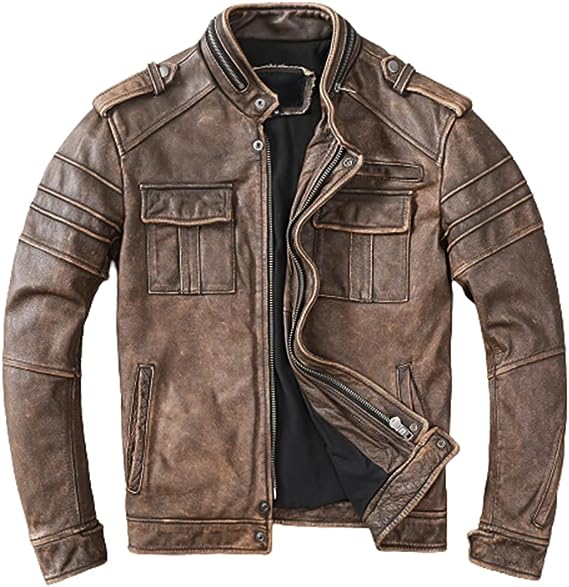 Mens Elite Vintage Brown Biker Jacket Zing Apparel