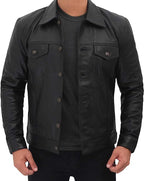 Fernando Black Leather Trucker Jacket Zing Apparel