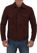Brown Trucker Suede Leather Jacket Men Zing Apparel