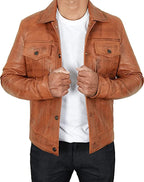 Vintage Trucker Biker Jacket Men, Multi Zing Apparel