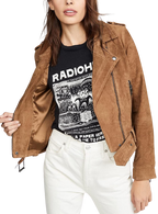 Zipper Suede Jacket Women, Brown Zing Apparel