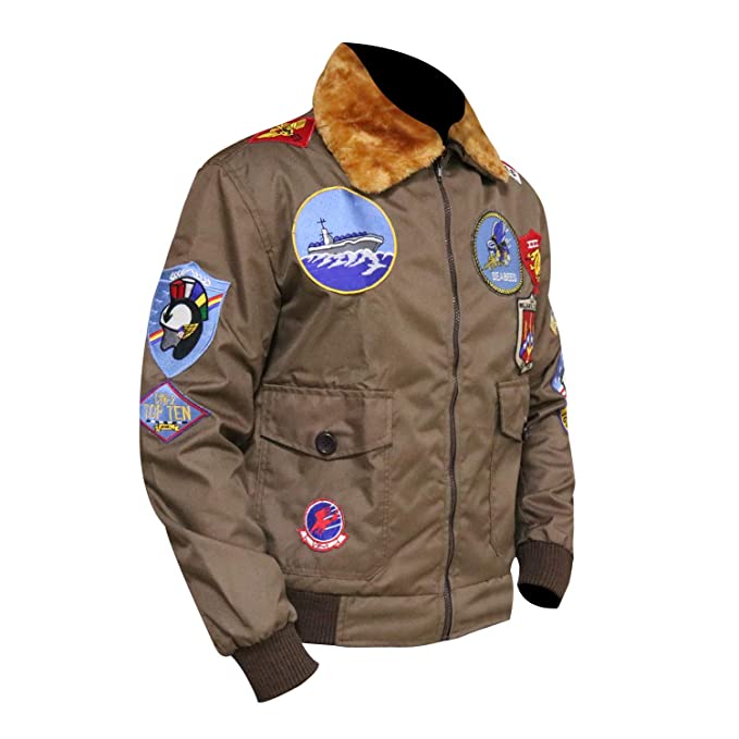 Tom Cruise Jet Fighter Men Brown Bomber Jacket Zing Apparel
