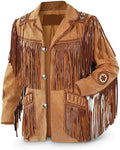 Cowboy Western Fringe Suede Jacket, Brown Zing Apparel