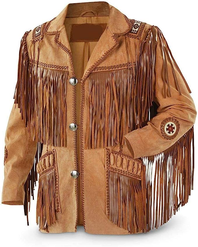 Cowboy Western Fringe Suede Jacket, Brown Zing Apparel