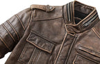 Mens Elite Vintage Brown Biker Jacket Zing Apparel