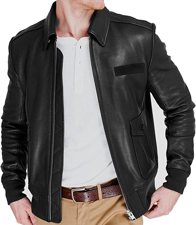 WWII Aviator Bomber Jacket Men, Black Zing Apparel