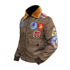 Tom Cruise Jet Fighter Men Brown Bomber Jacket Zing Apparel