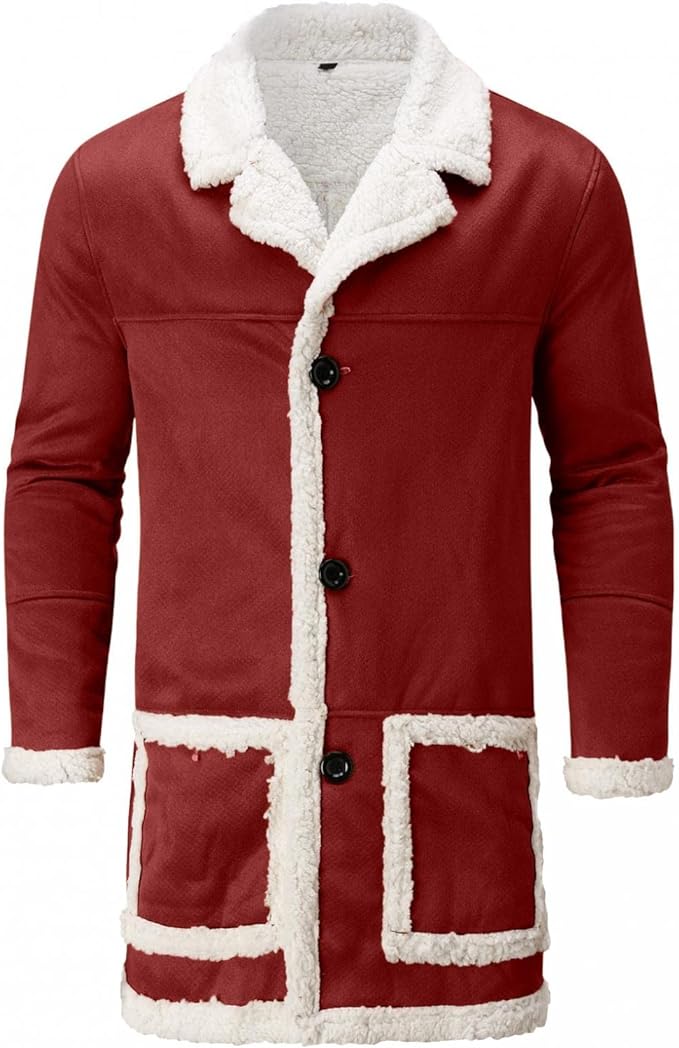 Red Fleece Lined Sherpa Shearling Jacket For Men Zing Apparel