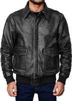 men's leather aviator bomber jacket