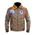 Tom Cruise Jet Fighter Men Brown Bomber Jacket Zing Apparel