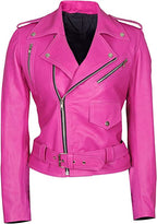Women Casual Girls Pink Biker Leather Jacket Zing Apparel