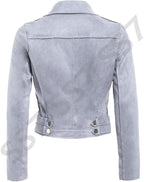 Women's Suede Biker Leather Jacket Zing Apparel
