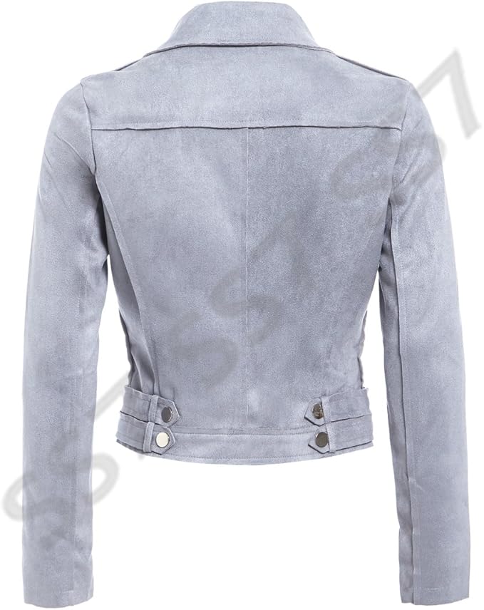 Women's Suede Biker Leather Jacket Zing Apparel