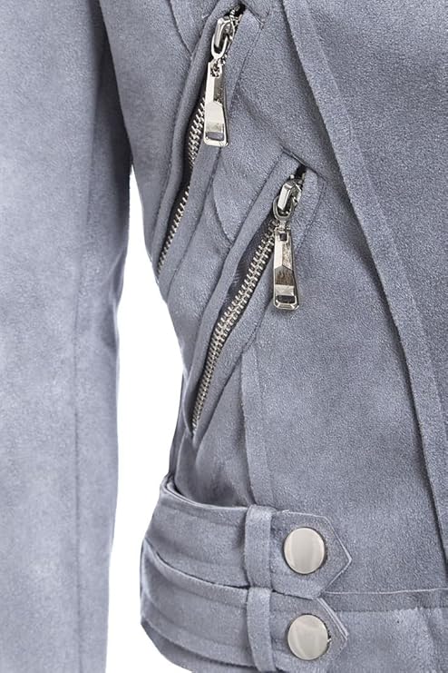 Women's Suede Biker Leather Jacket Zing Apparel