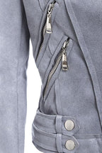 Women's Suede Biker Leather Jacket Zing Apparel