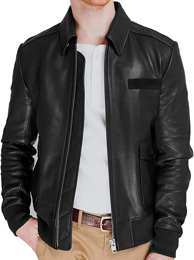 WWII Aviator Bomber Jacket Men, Black Zing Apparel