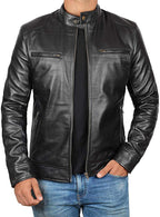 Classic Men's Lambskin Cafe Racer Jacket Zing Apparel